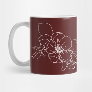 Apple blossom. line drawing. White and black. Mug